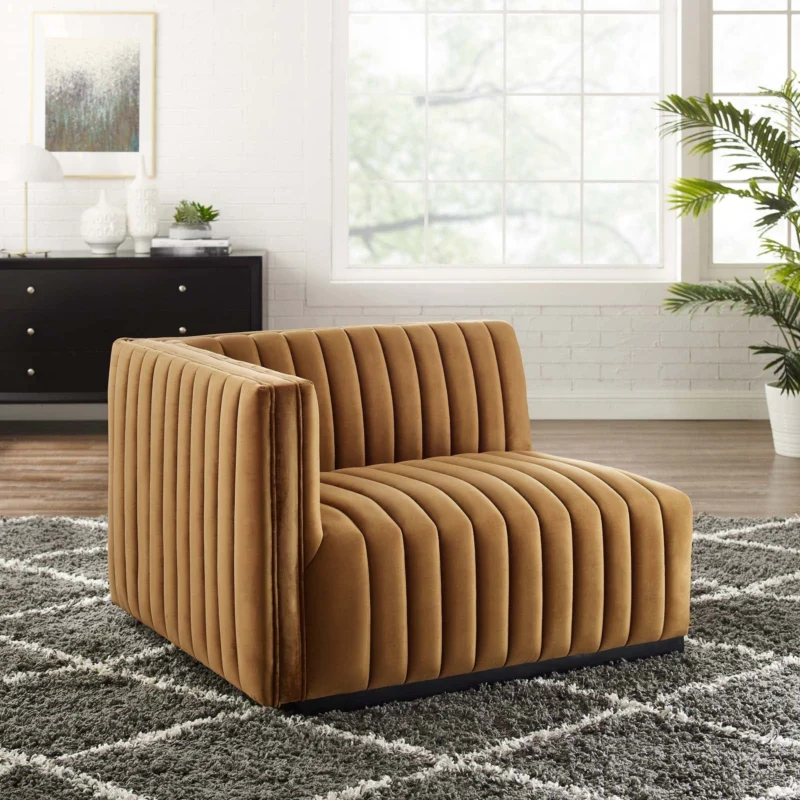 Conjure Channel Tufted Performance Velvet Left-Arm Chair By Modway - EEI-5490 | Armchairs | Modishstore - 1