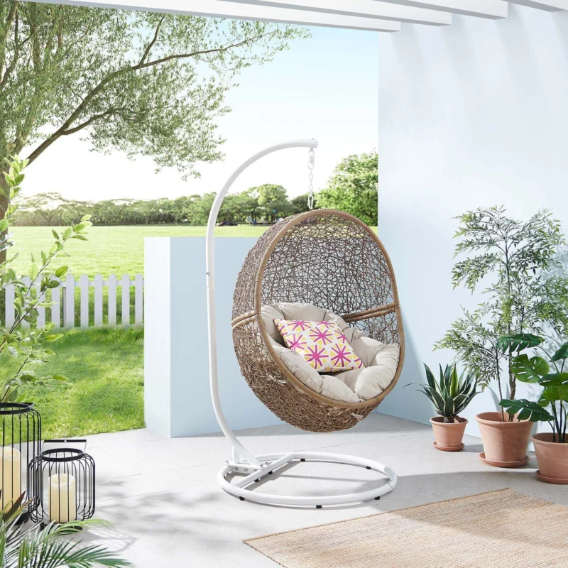 Encase Outdoor Patio Rattan Swing Chair By Modway - EEI-6262 | Outdoor Chaise Lounges | Modishstore - 1