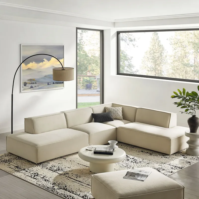 Restore 4-Piece Performance Fabric Upholstered Modular L-Shaped Armless Sectional Sofa by Modway
