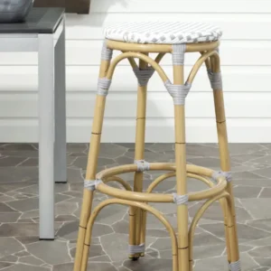 Safavieh Kipnuk Stool Grey/White (Indoor/Outdoor) | Bar Stools | Modishstore - 1
