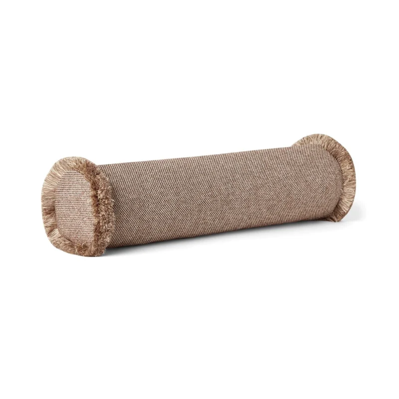 Pillow cover - The Cigar Beige & Brown Quilted with Brown Blended Fringe
