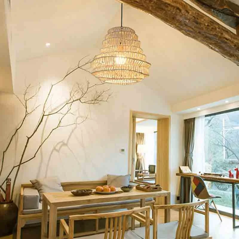 Handmade Wicker Rattan Shade Pendant Light By Artisan Living | ModishStore | Pendant Lamps