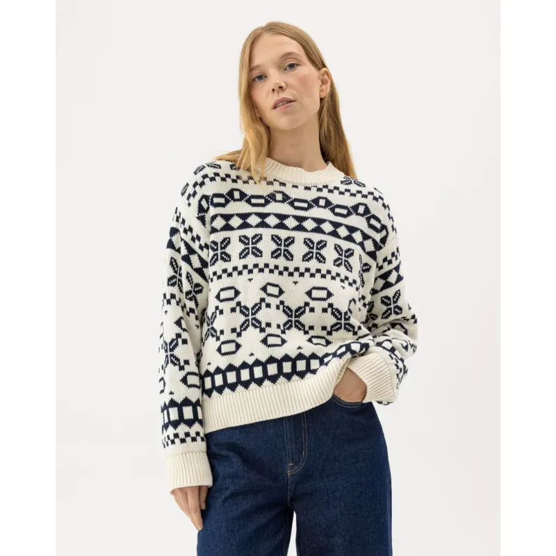 Novali Crew Sweater | Navy / White