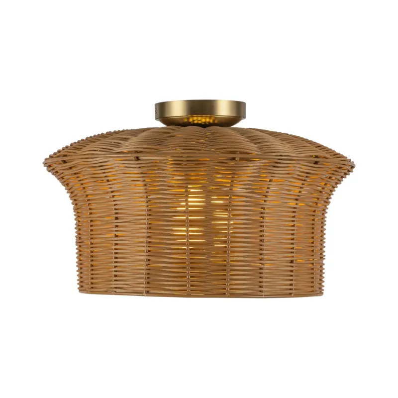 Kai 16" Rattan Semi-Flush Mount | Brushed Gold
