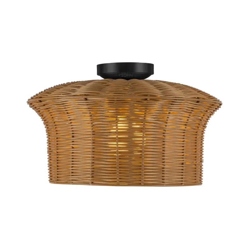 Kai 16" Rattan Semi-Flush Mount | Matte Black