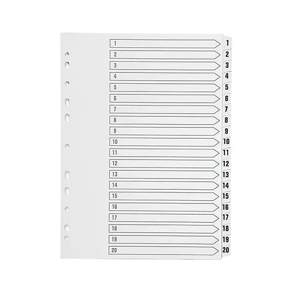 Q-Connect 1-20 Index Multi-punched Polypropylene White A4 KF01356