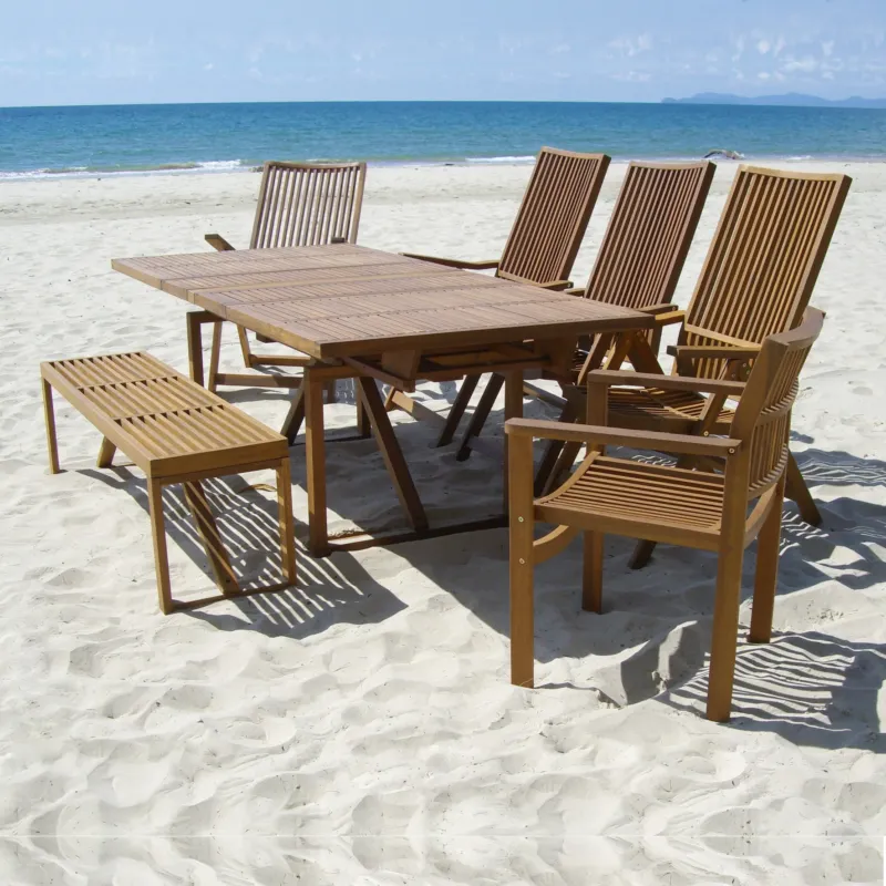 A&B Home Self-Storing Leaves Solid Acacia Extension Table | Outdoor Dining Sets | Modishstore
