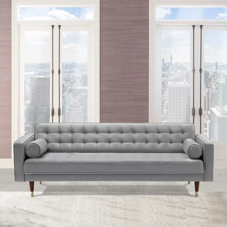 Somerset Gray Velvet Mid Century Modern Sofa By Armen Living | Sofas | Modishstore