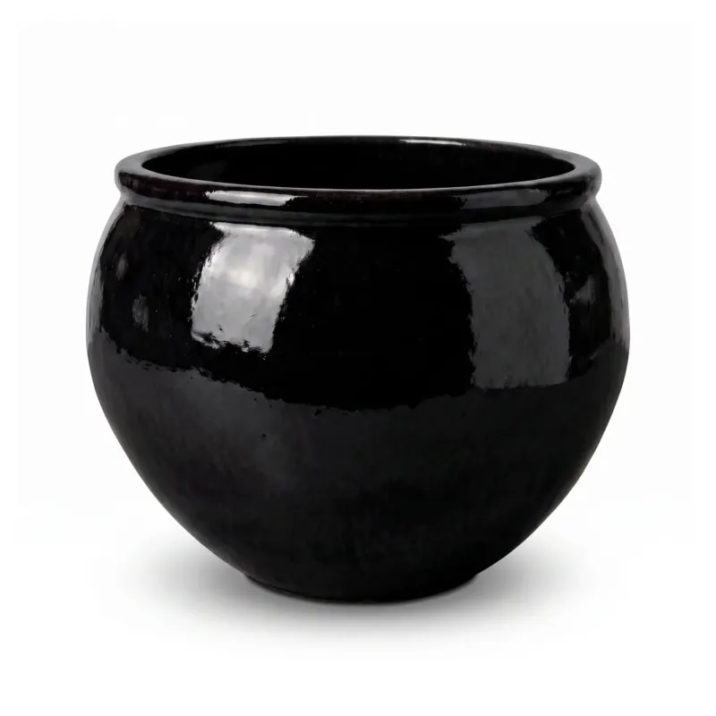 Großer Keramik-Pflanzkübel Lutece - Schwarz - XL (53 cm x 43 cm)