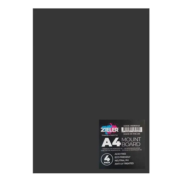 Zieler A4 Mountboard- Black (4 Sheets)