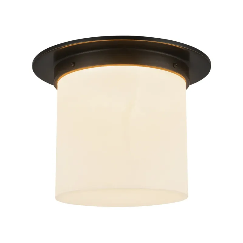 Mineral 11" Cylindrical Flush Mount | Urban Bronze & Alabaster