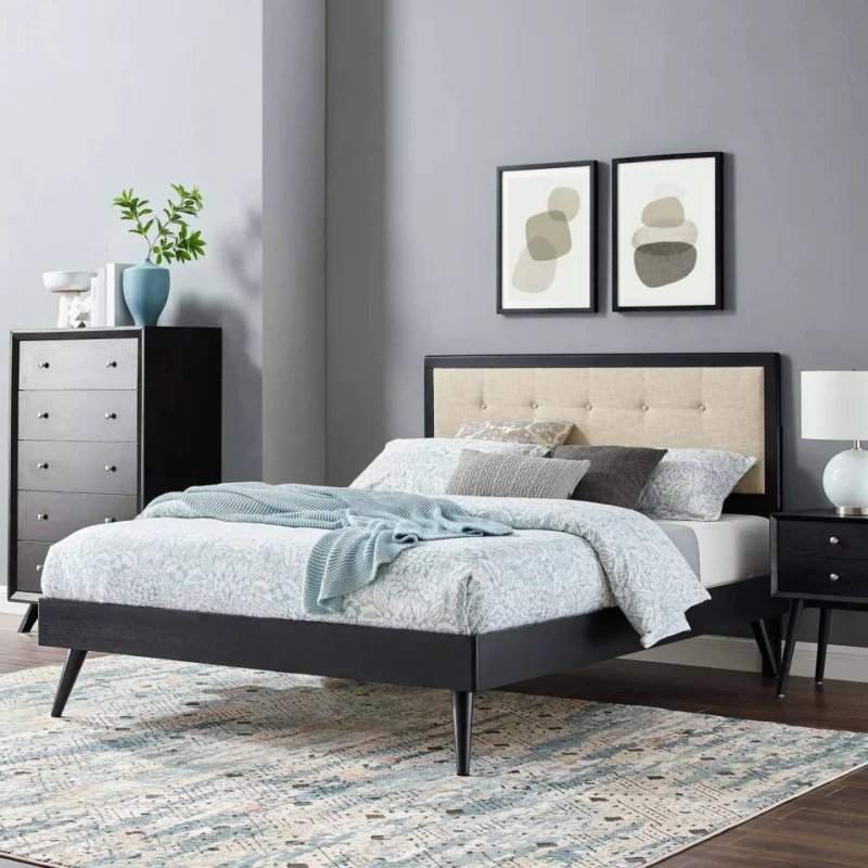 Modway Willow Queen Wood Platform Bed With Splayed Legs - MOD-6385 | Beds | Modishstore - 1