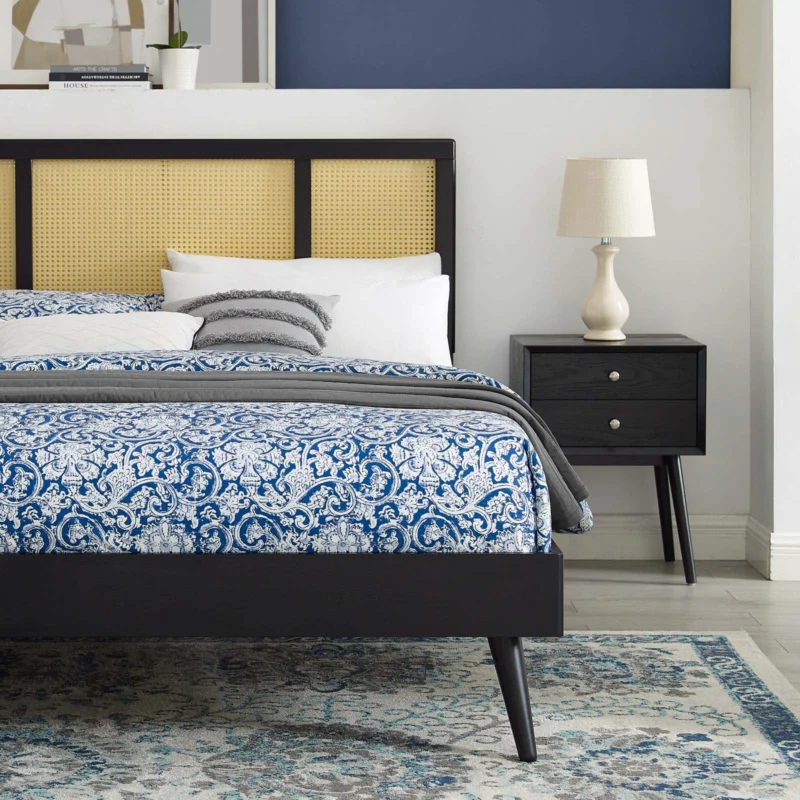 Kelsea Cane and Wood King Platform Bed With Splayed Legs By Modway - MOD-6698 | Beds | Modishstore - 1