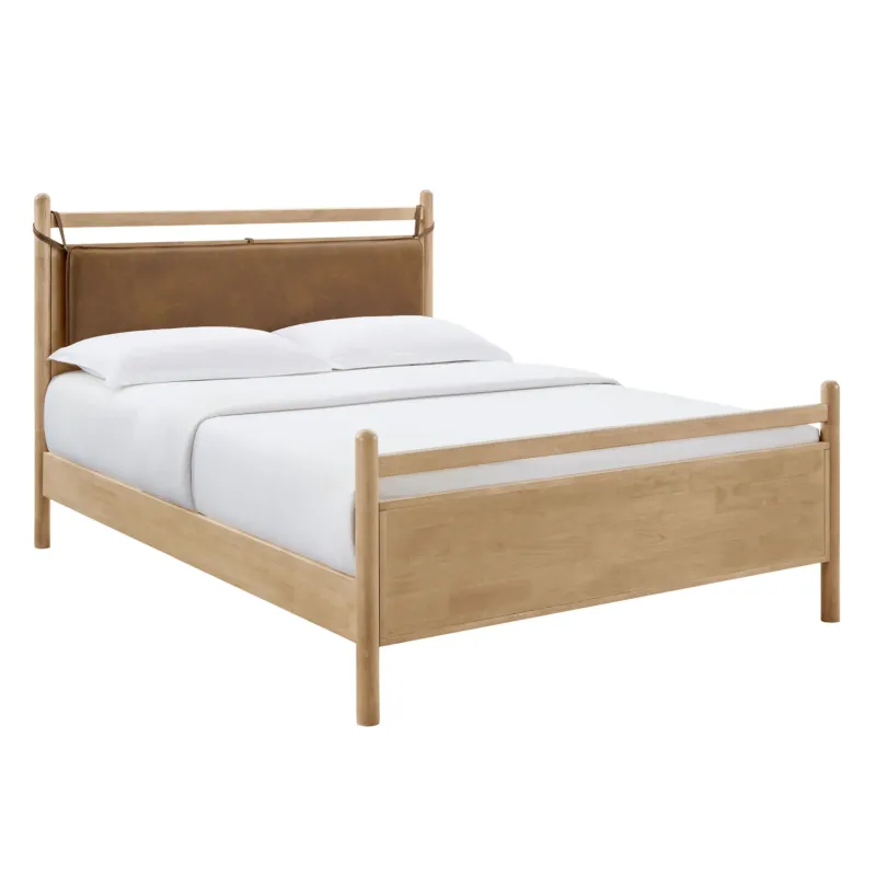Leni Queen Size Vegan Leather and Wood Platform Bed Frame by Modway