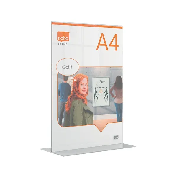 Nobo A4 Counter Top Acrylic Freestanding Poster Frame Clear 1915594
