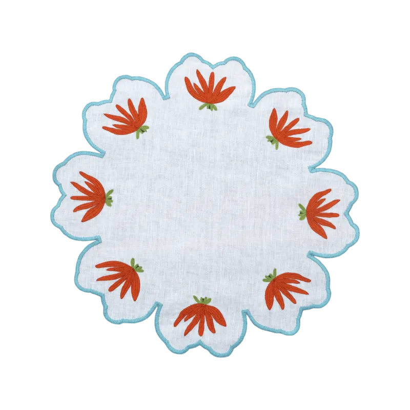 Hand Embroidered Modar Petal Placemats 16" round (Set of 4)