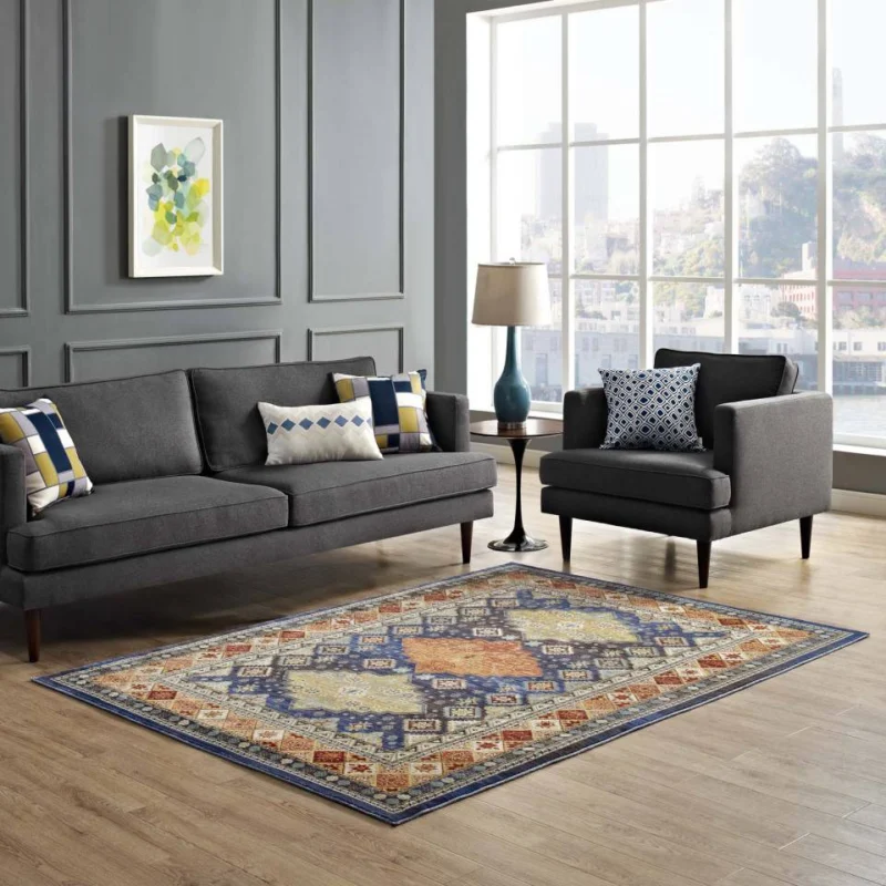 Modway Atzi Distressed Southwestern Diamond Floral 8x10 Area Rug - R-1117-810 | Rugs | Modishstore - 1