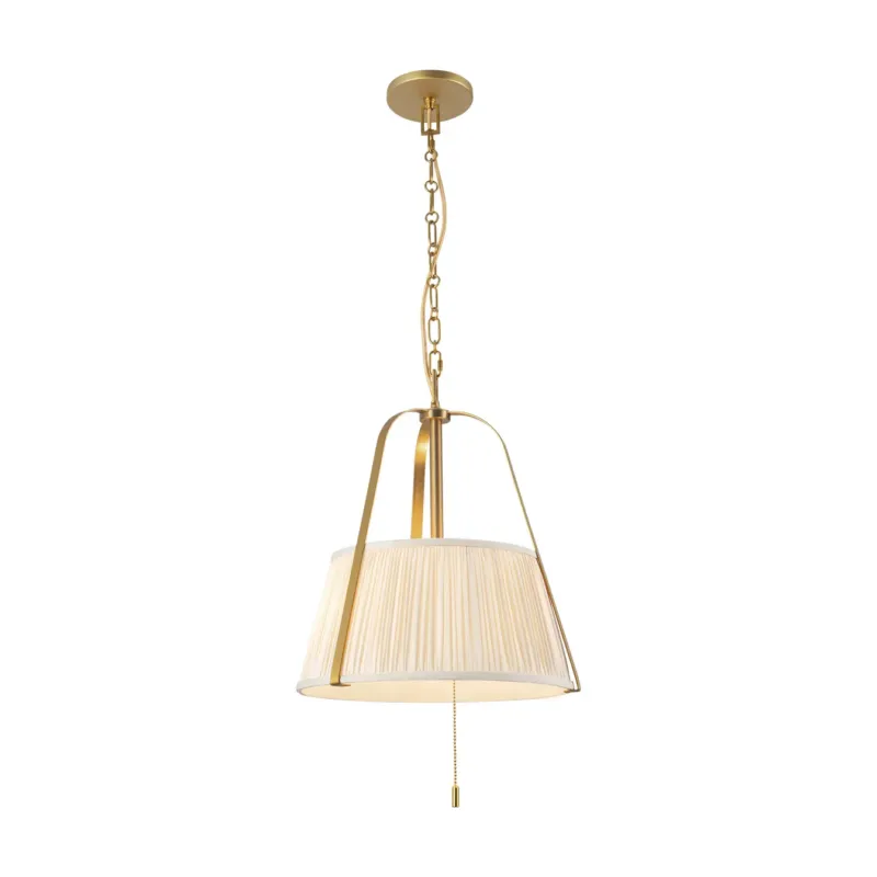 Scout 13" Pendant | Brushed Gold & White Linen