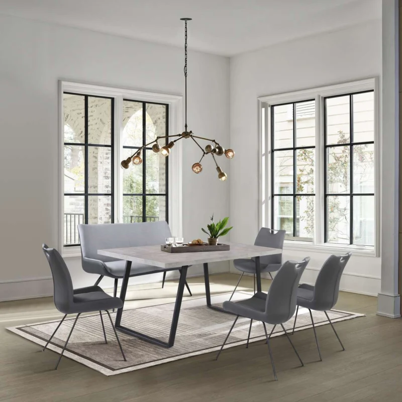 Coronado 6 Piece Gray Rectangular Dining Set By Armen Living | Dining Sets | Modishstore