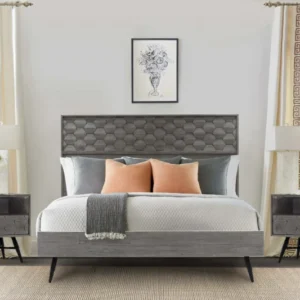 Makena 3 Piece King Bedroom Set in Grey Acacia Wood By Armen Living | Bedroom Sets | Modishstore