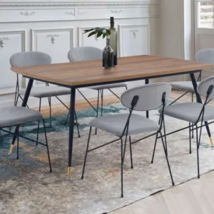 Messina and Alice Gray Velvet 7 Piece Rectangular Dining Set By Armen Living | Dining Sets | Modishstore