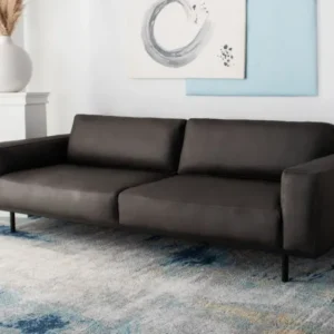 Safavieh Elyssa Leather Sofa - Graphite | Sofas | Modishstore