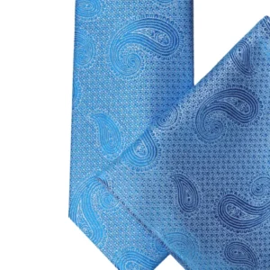 Knightsbridge Extra Long Paisley Tie Set (sky)