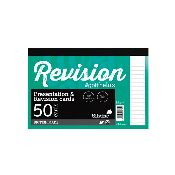 Silvine Revision Card Notepad 50 Card White (Pack of 1000) CR50
