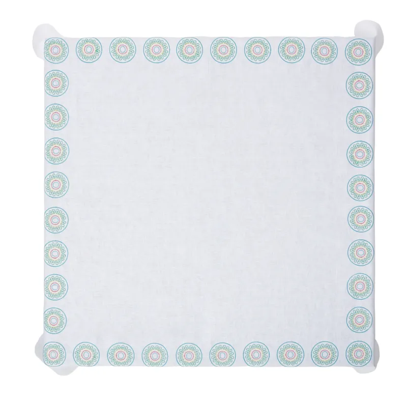 Multicolor Luminaria Tablecloth - White Linen
