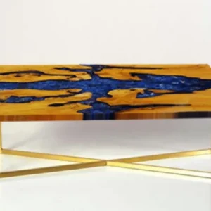 Teak & Blue Resin Inlaid Cracked Wood Coffee Table by Aire Furniture | Coffee Tables | Modishstore