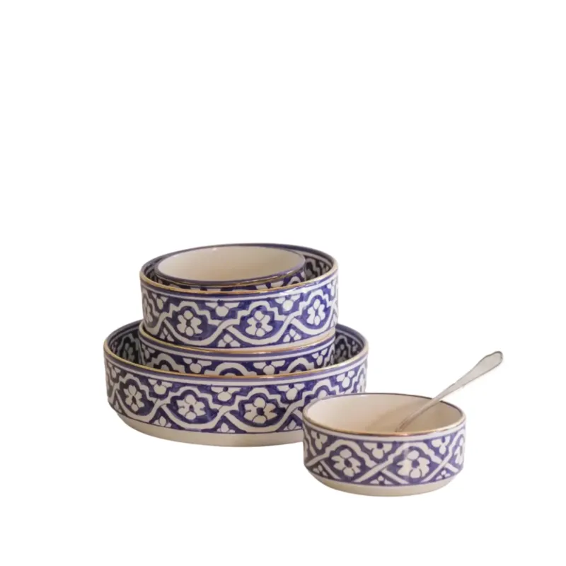 Straight Serving Plate - Fassia Blue Majorelle Gold