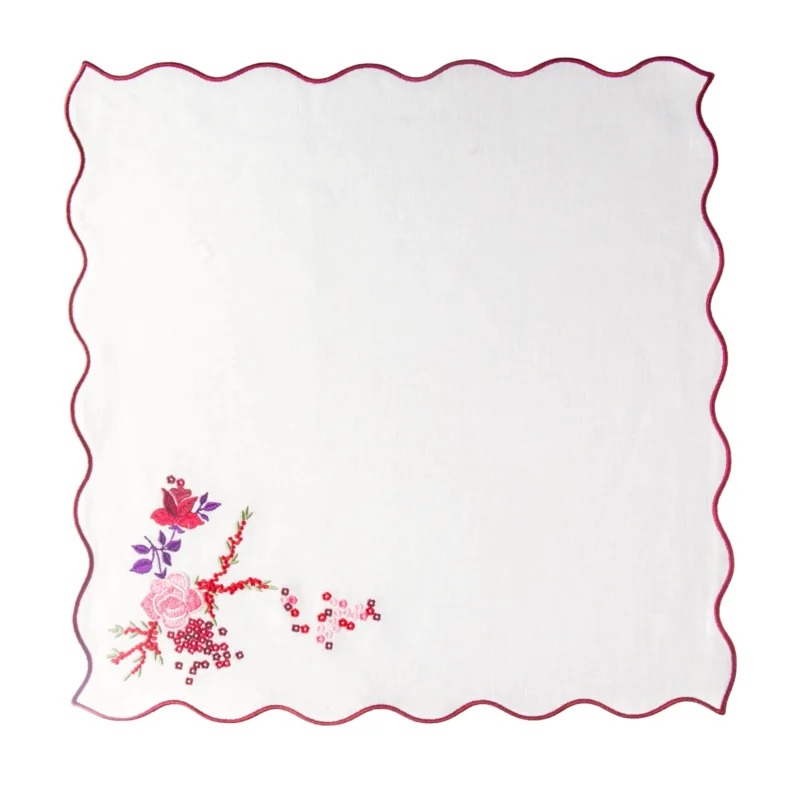 Roseraie et Baies Embroidered Napkin