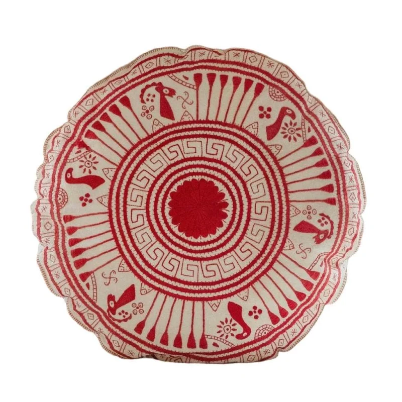 Mycenaean Bloom Vintage Pillow - Red