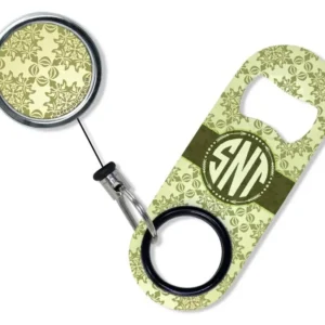 CUSTOMIZABLE Mini Bottle Opener with Retractable Reel - Vintage Design 3