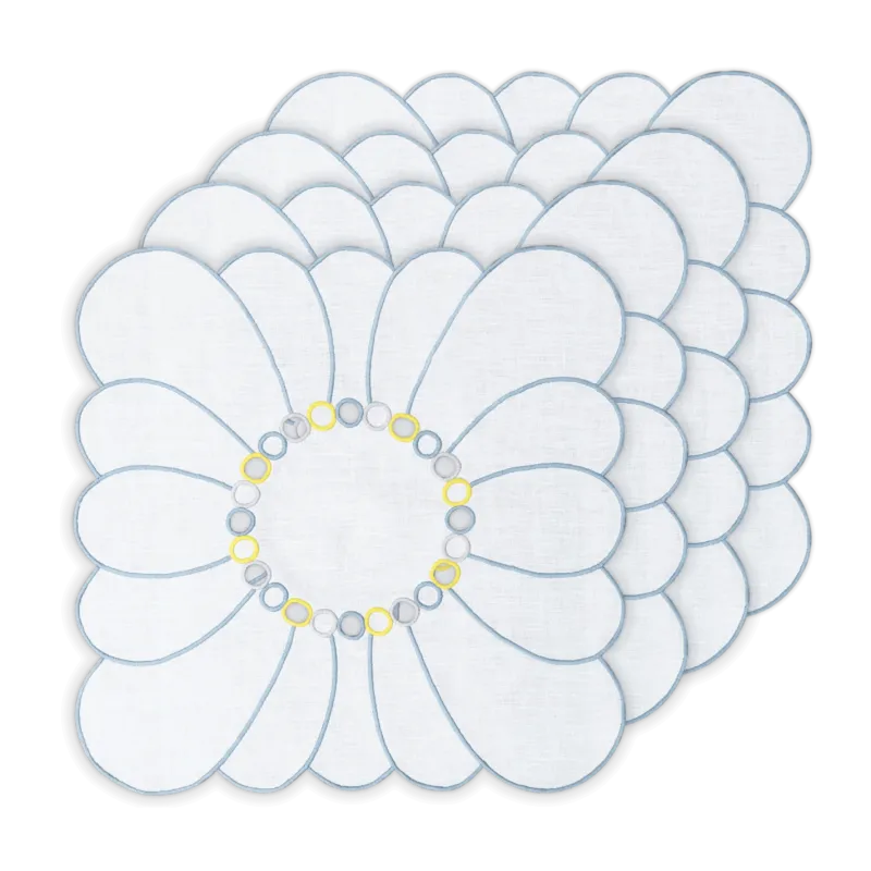 Hand Embroidered Circular Elegance Napkins 18" x 18" (Set of 4)