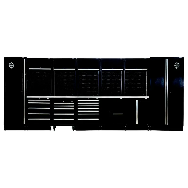BUNKER 4915mm Modulare Werkstatteinrichtung Werkbank mit Edelstahl-Spüle und Edelstahl-Arbeitsplatte - 25-teilig - D04391